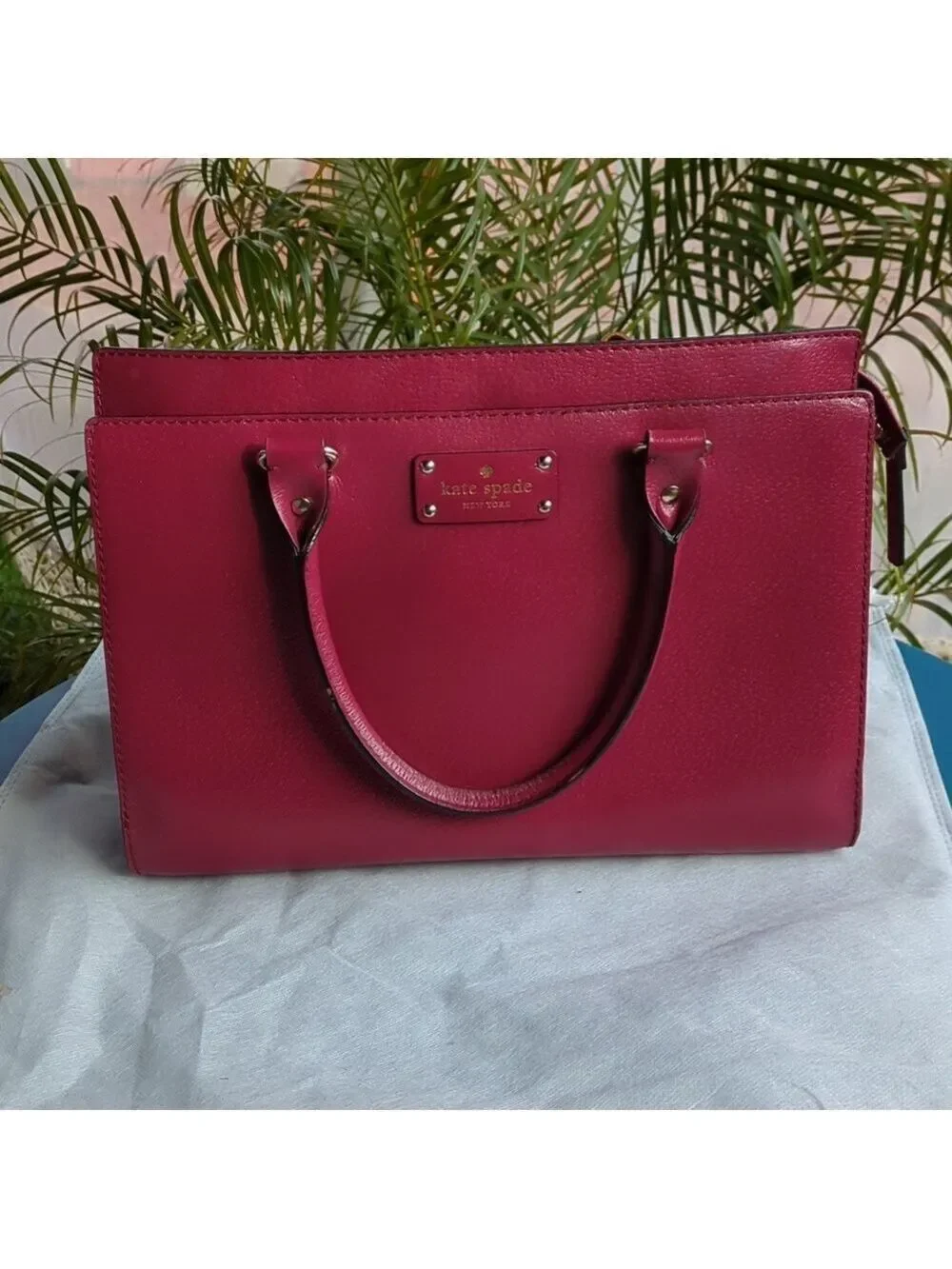 Kate Spade New York Red Leather Tote Handbag Top Handle Satchel Purse